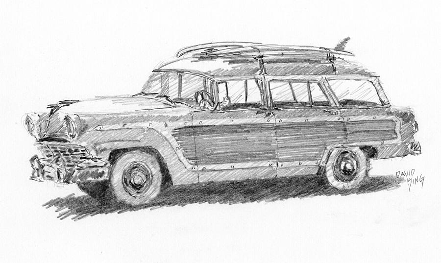 900x537 Ford Wagon Sketch Drawing By David King - Wagon Sketch