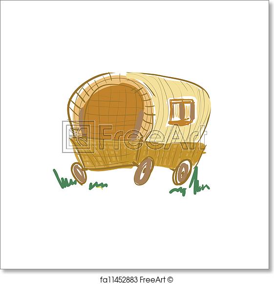 561x581 Free Art Print Of Illustration Of Gypsy Wagon Sketch Freeart - Wagon Sketch
