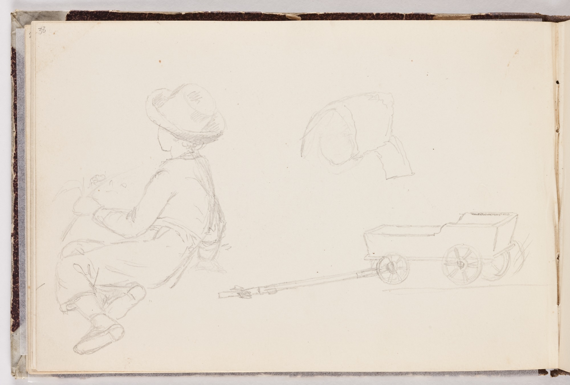 2000x1352 Untitled (Sketch Of Boy With Wagon) Detroit Institute Of Arts Museum - Wagon Sketch