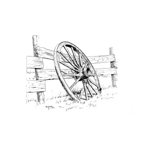 300x300 Wagon Wheel Painting By Bob Hallmark - Wagon Wheel Sketch