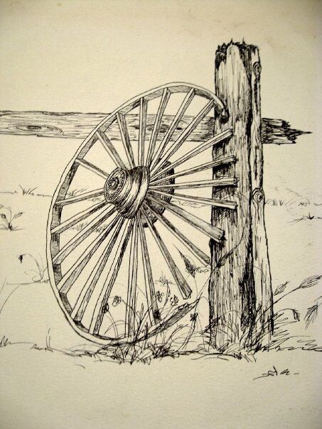 453x604 A Ink Sketch I Did Of A Wagon Wheel....this Is A Close Up Of A - Wagon Wheel Sketch