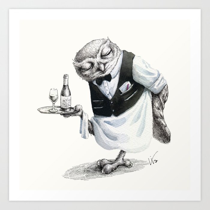 700x700 Waiter Owl Art Print By Viafang Society6 - Waiter Sketch