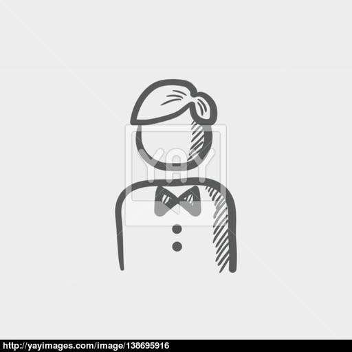 512x512 Waiter Sketch Icon Vector - Waiter Sketch