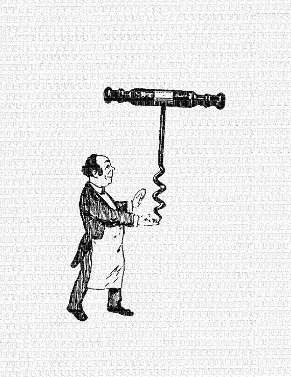 570x738 Wine Server Waiter Antique Comic Sketch By Luminariumgraphics - Waiter Sketch