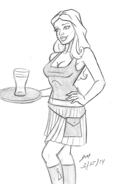 400x644 Daily Sketch Irish Waitress Sketch 2 031514 By Jrmurray76 On - Waitress Sketch
