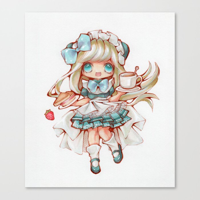 700x700 Kawaii Waitress Canvas Print By Saeforyou Society6 - Waitress Sketch