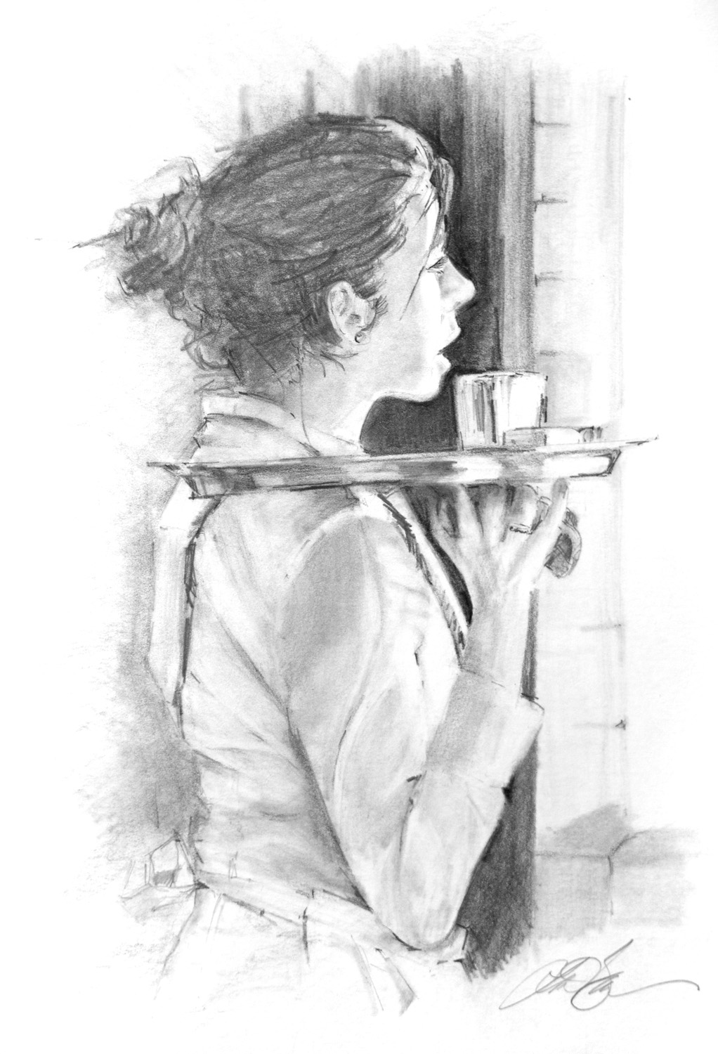 1022x1500 Pencil Sketch Paris Waitress - Waitress Sketch