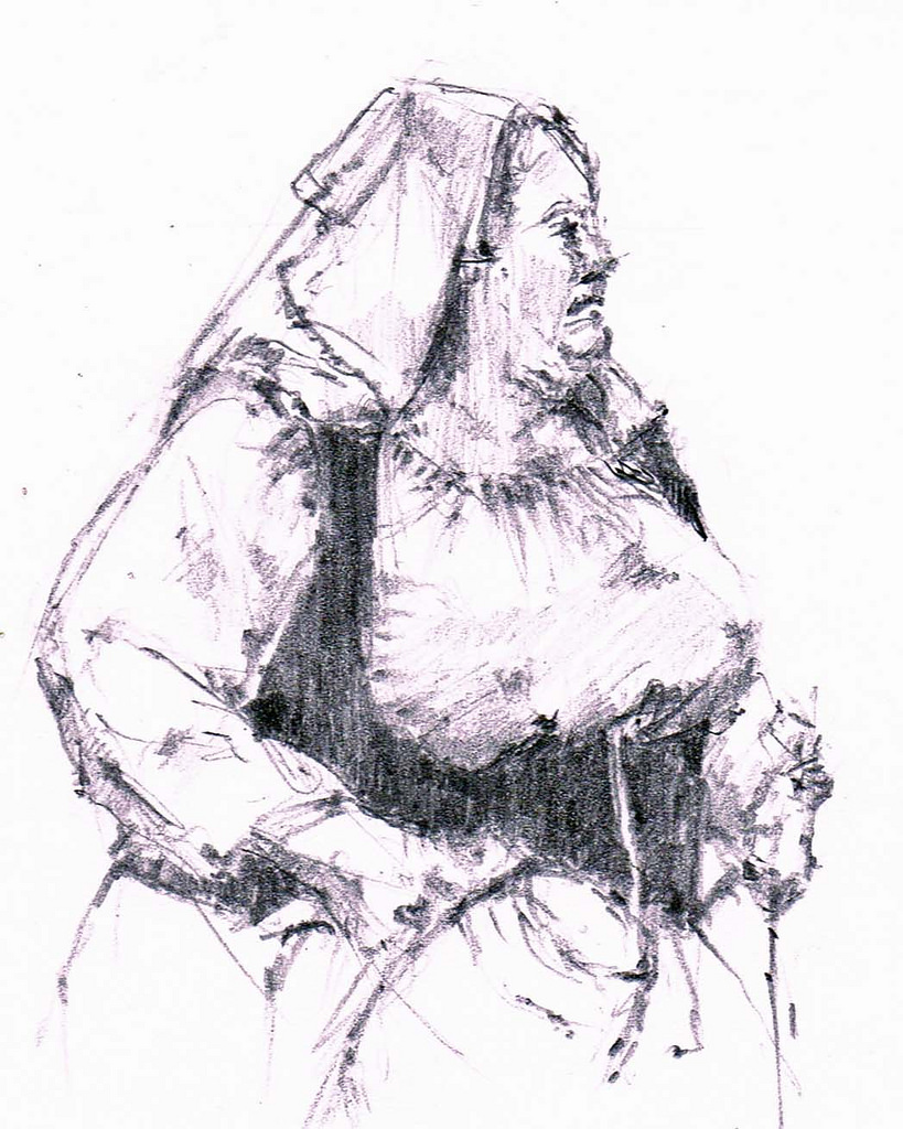 819x1024 Sketch Of A Waitress Bringing Beer Long Time Ago - Waitress Sketch