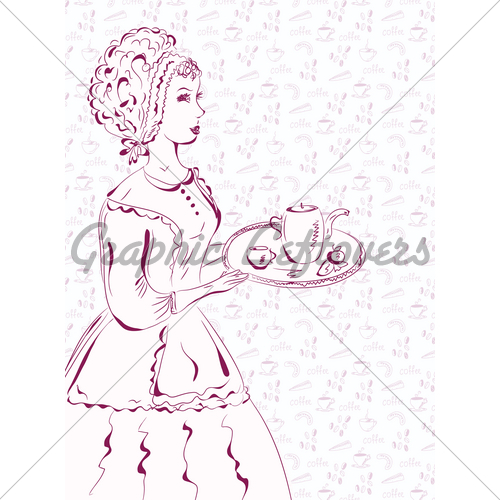 500x500 Waitress Gl Stock Images - Waitress Sketch