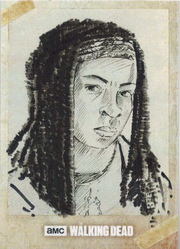 723x1000 Walking Dead Road To Alexandria Sketch Card By Marsha - Walking Dead Sketches