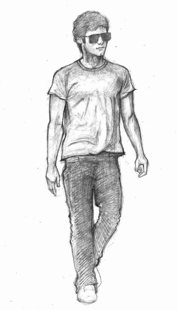 Walking Man Sketch at PaintingValley.com | Explore collection of ...