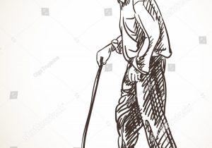 300x210 Old Man Sketch Images - Walking Man Sketch