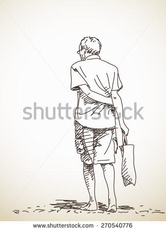 338x470 Sketch Walking Man Suit Hand Drawn Stock Vector 413531353 - Walking Man Sketch