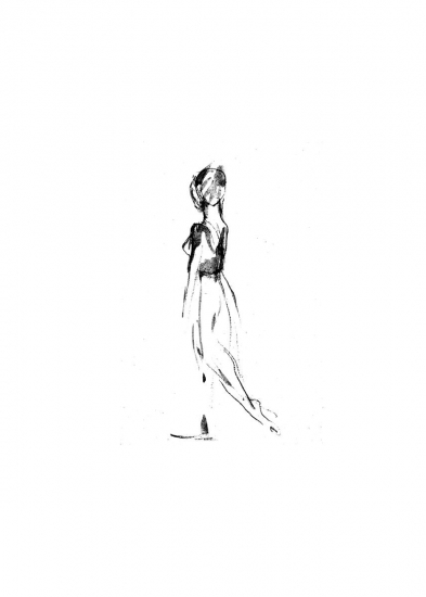393x550 Sketch Of Walking Woman - Walking Sketch