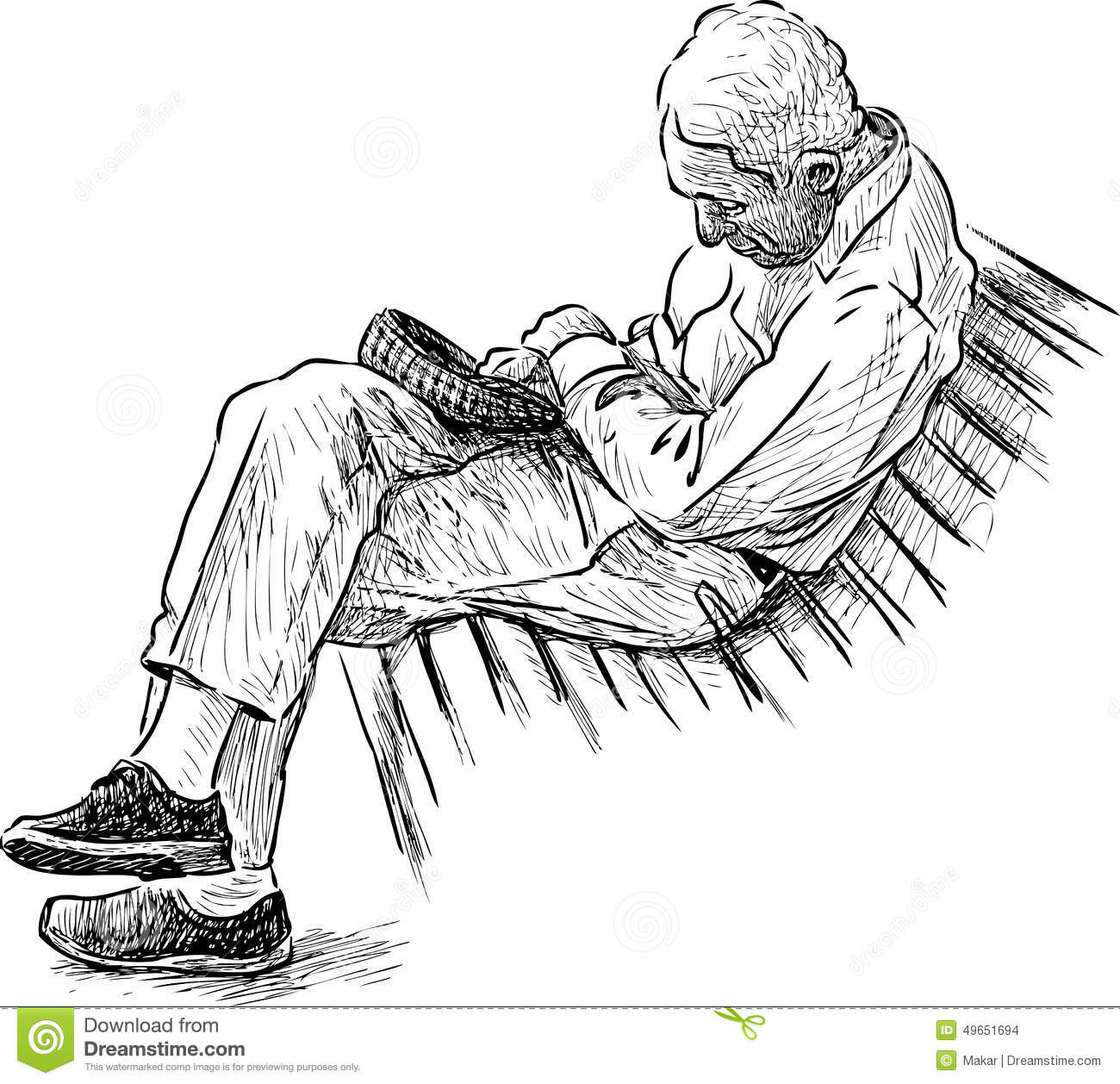 1300x1258 Walking Lonely Man Sketch Old Man Sleeping On A Park Bench Stock - Walking Sketch