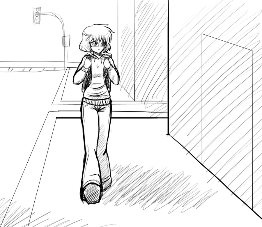 900x780 Walking To School Sketch By Hero Of Awesome - Walking Sketch