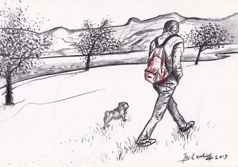 1000x702 Charcoal Sketches In Black - Walking Sketch