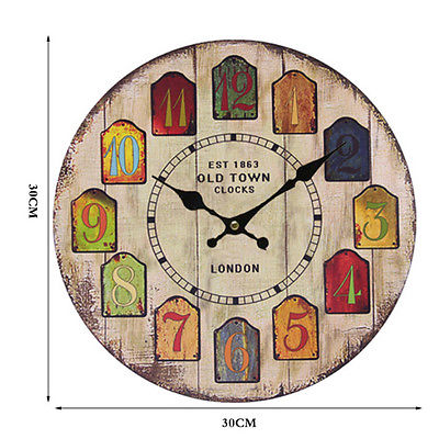 400x400 Retro Vintage Sketch Wood Round Home Decorative Wall Clock Wood - Wall Clock Sketch