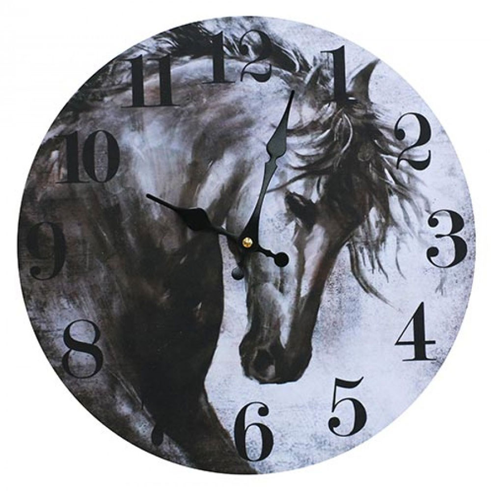 1000x1000 Round 34cm Black Horse Sketch Wall Clock Ebay - Wall Clock Sketch