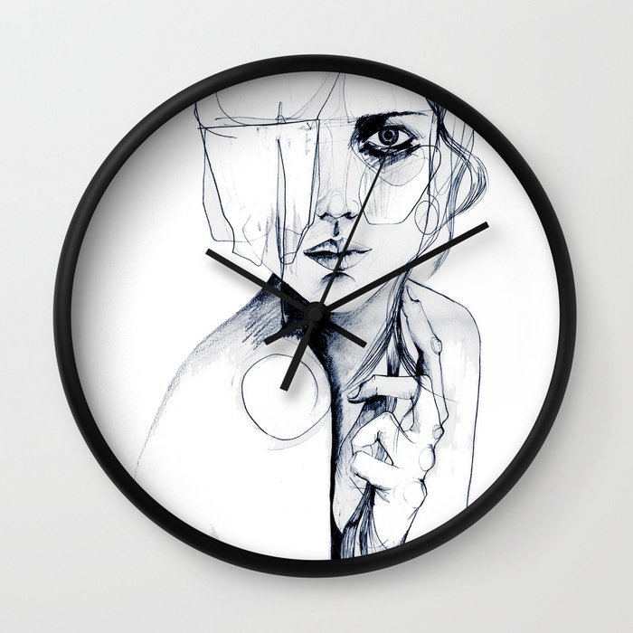 700x700 Sketch V Wall Clock By Hollysharpe Society6 - Wall Clock Sketch