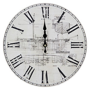 300x300 Thin 30cm Wall Clock With Sailing Ship Vessel Hull Design Sketch - Wall Clock Sketch