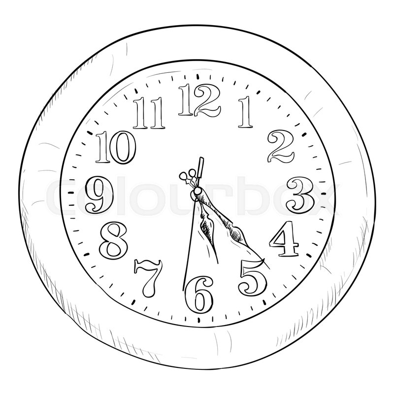 800x800 Vector Sketch Of Clock. Hand Draw Illustration. Stock Vector - Wall Clock Sketch