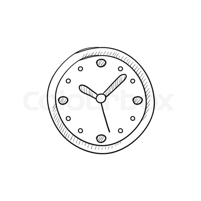 800x800 Wall Clock Vector Sketch Icon Isolated On Background. Hand Drawn - Wall Clock Sketch