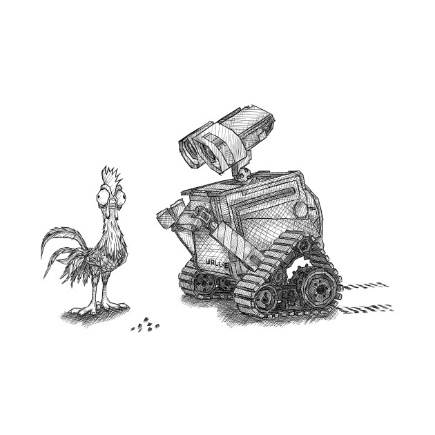 630x630 Wall E Feeding His New Friend Heihei - Wall E Sketch