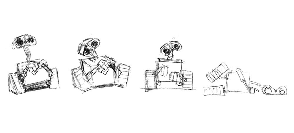 1000x452 Character Design References - Wall E Sketch
