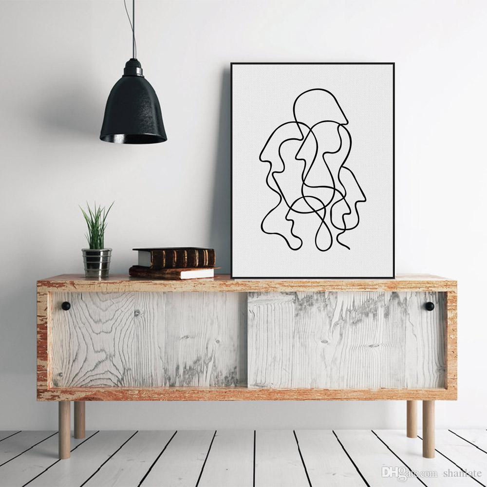1000x1000 Novelty Gift Simple Sketch Abstract People Pattern Home Cafe Hotel - Wall Hanging Sketch