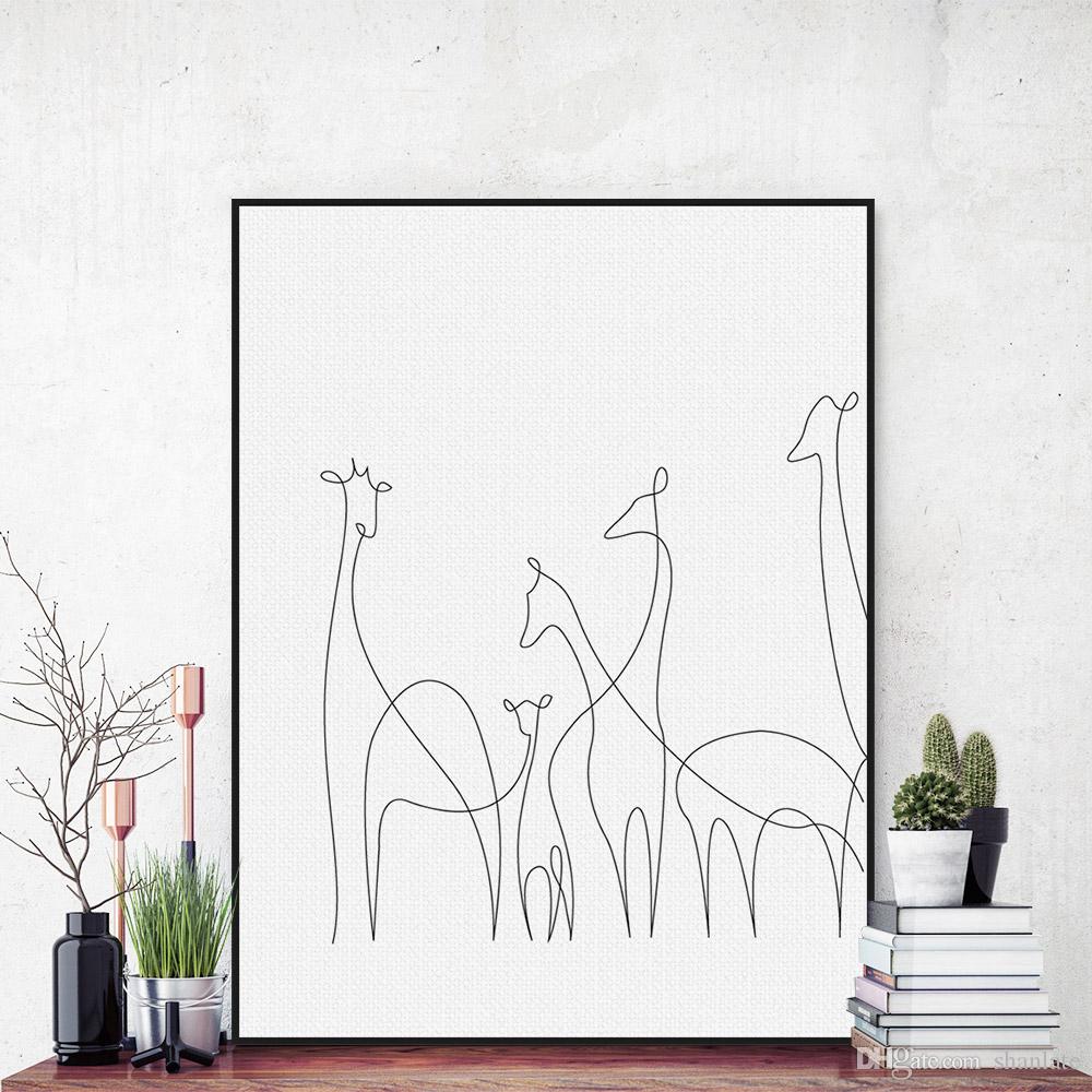 1000x1000 Novelty Gift Simple Sketch Giraffe Pattern Home Cafe Hotel - Wall Hanging Sketch