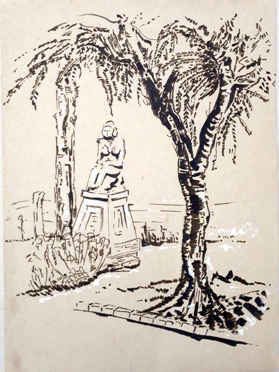 570x760 Scenery Paintings Scenery Art Marker Art Sketch Art Wall Etsy - Wall Hanging Sketch