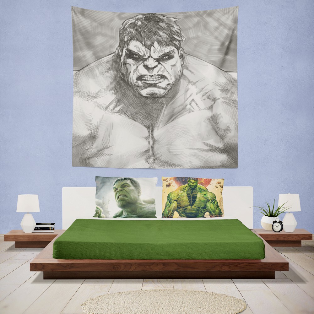 1000x1000 The Hulk Black And White Sketch Wall Hanging Tapestry Super - Wall Hanging Sketch