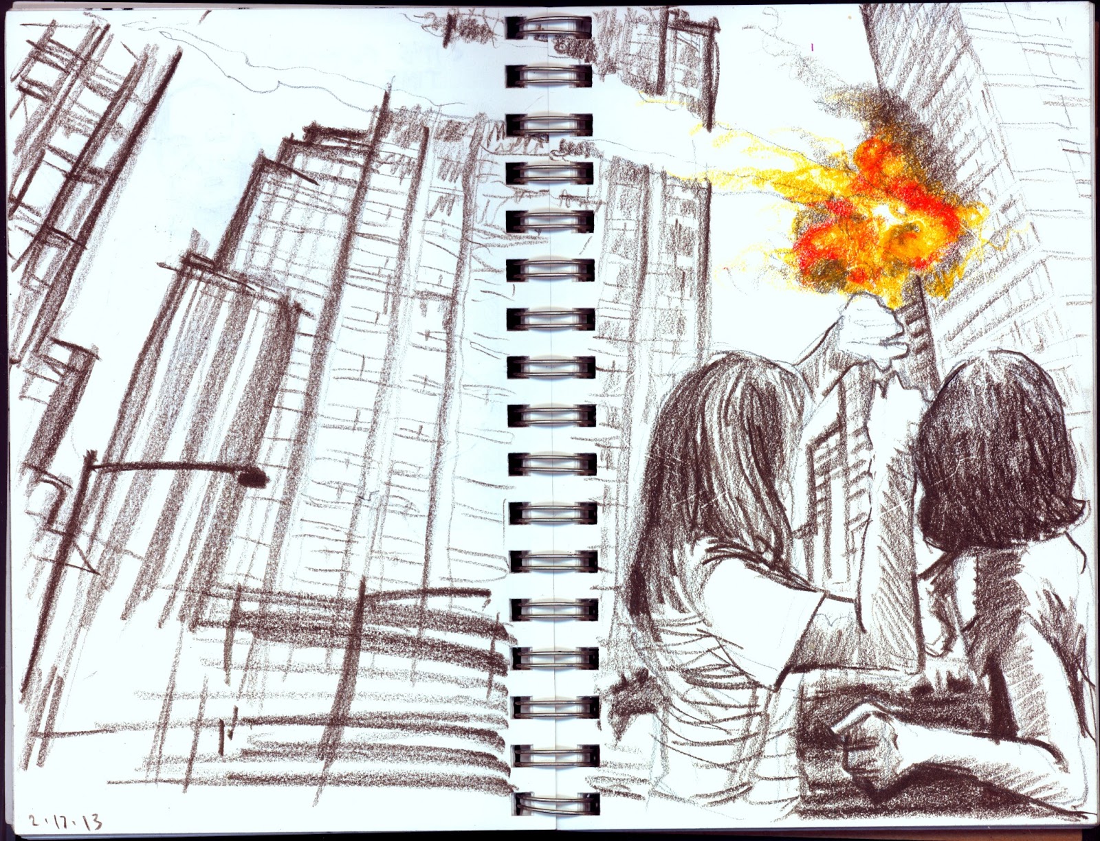 1600x1224 Day 326 Drawing - Wall Street Sketch