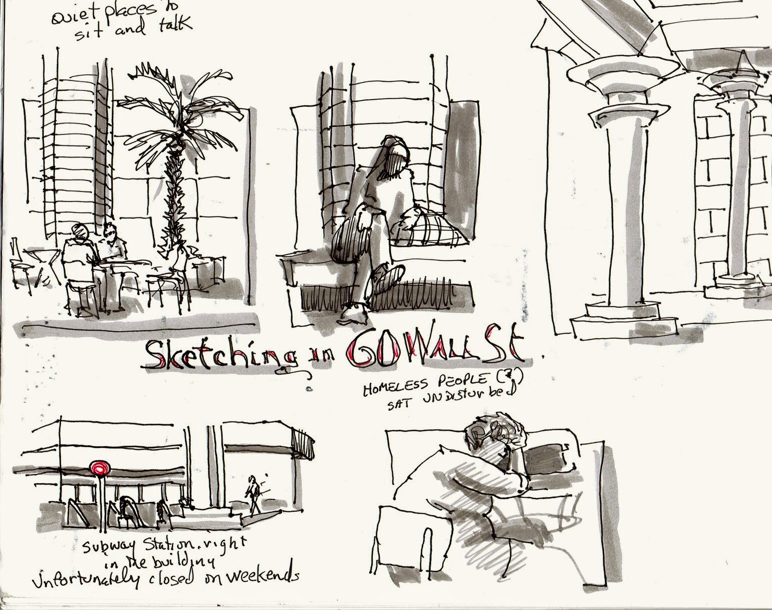 1547x1223 New York City Urban Sketchers Sketching 60 Wall Street - Wall Street Sketch