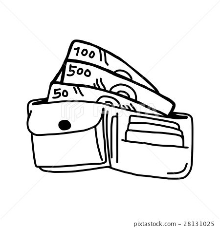 450x468 Hand Drawn Sketch Of Leather Wallet - Wallet Sketch