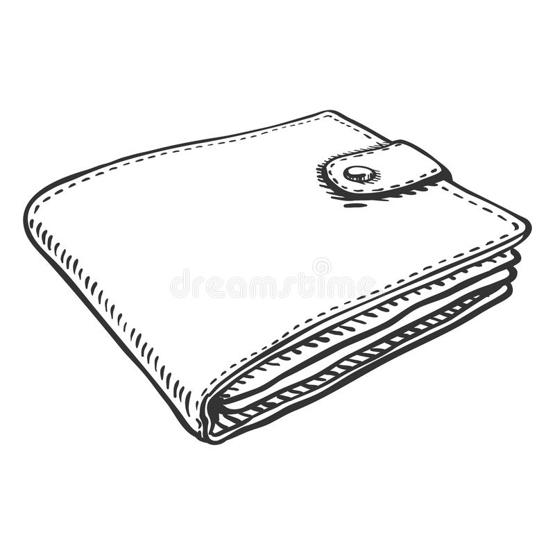 800x800 Vector Single Sketch Leather Wallet White Background 77743673 - Wallet Sketch