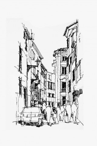 320x480 City Street Pencil Sketch Iphone 6 Plus Hd Wallpaper Hd - Wallpaper Hd Sketch