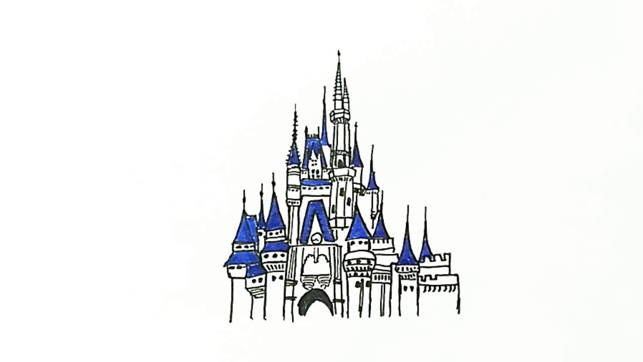 1280x720 How To Draw The Disney Castle - Walt Disney Castle Sketch