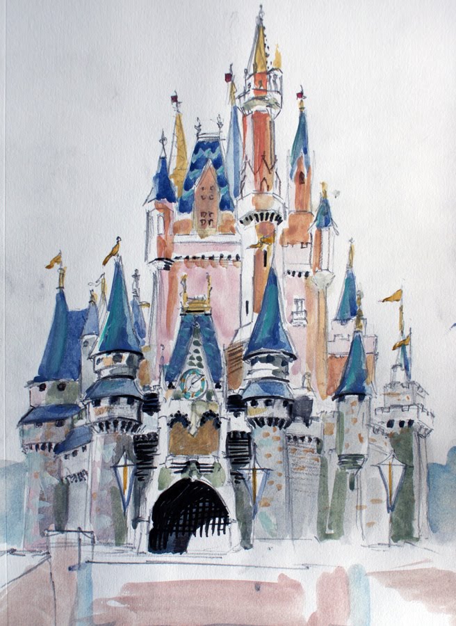 Walt Disney Castle Sketch at PaintingValley.com | Explore collection of ...