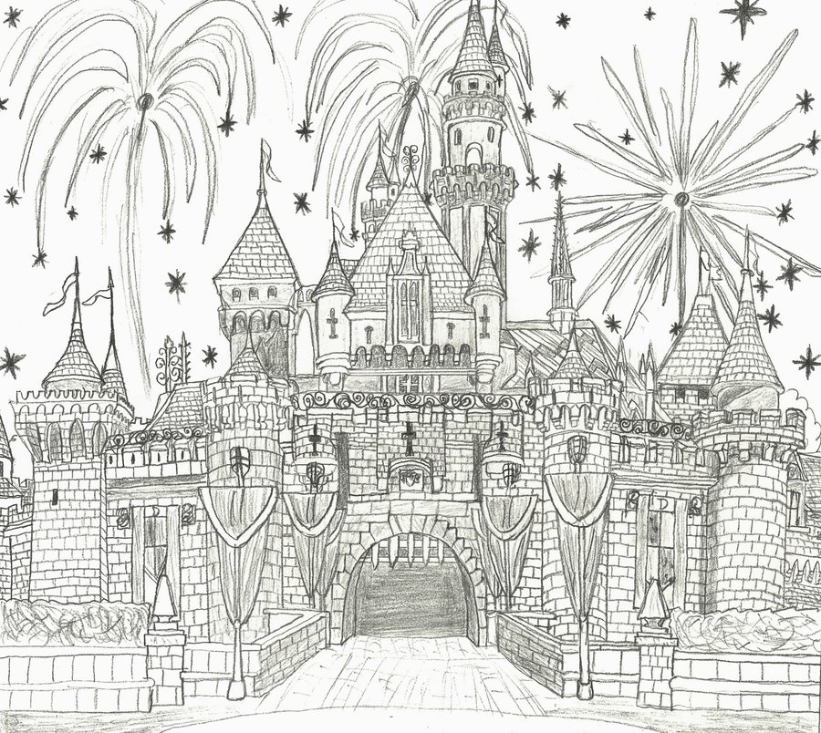 900x804 Sleeping Beauty Castle Sketch By Ny Disney Fan1955 - Walt Disney Castle Sketch