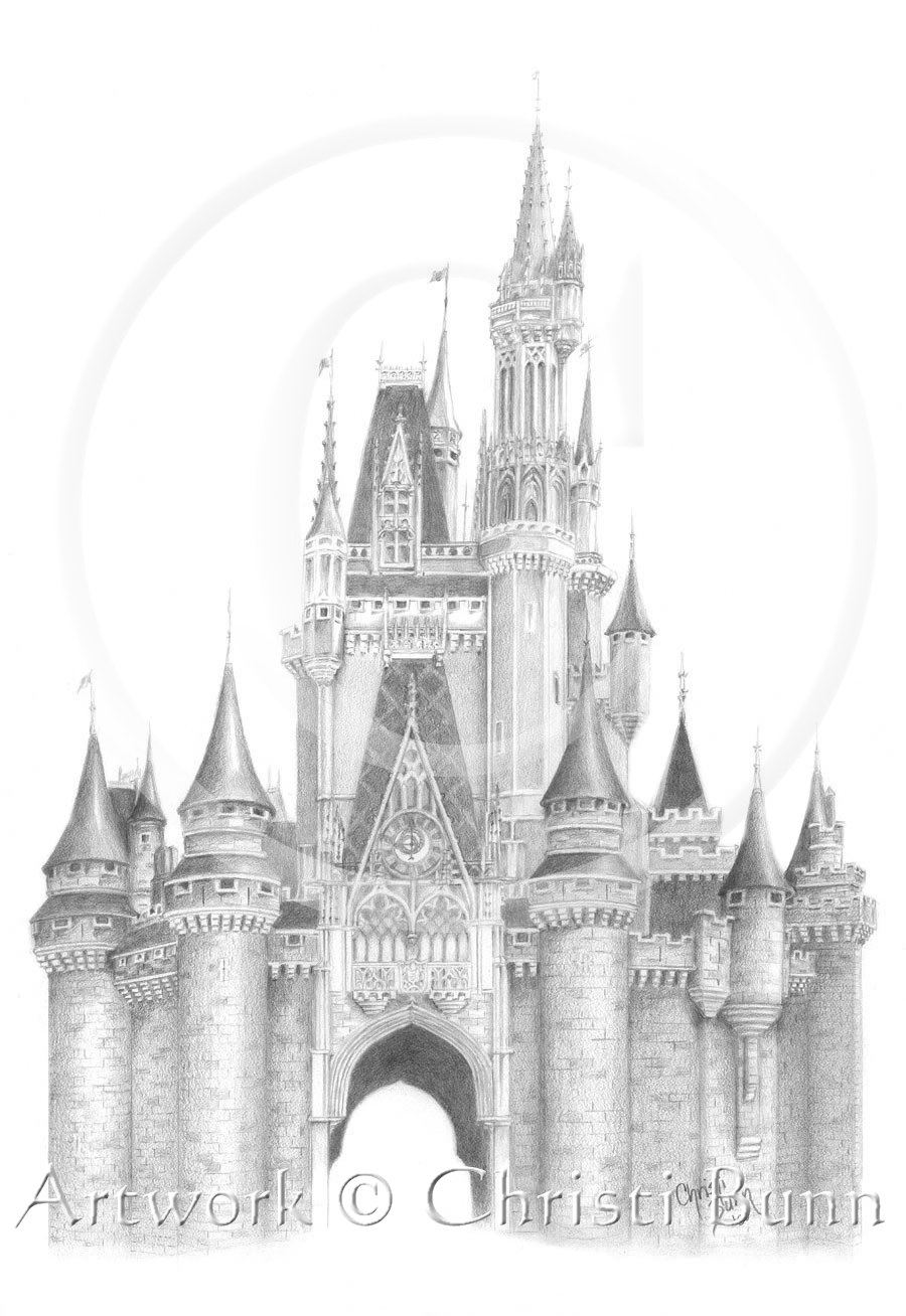 Диснеевский замок рисунок карандашом