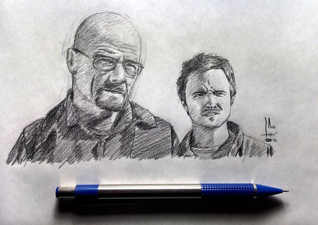 1024x726 Walt And Jesse Sketch By Subliminalex - Walter Sketch
