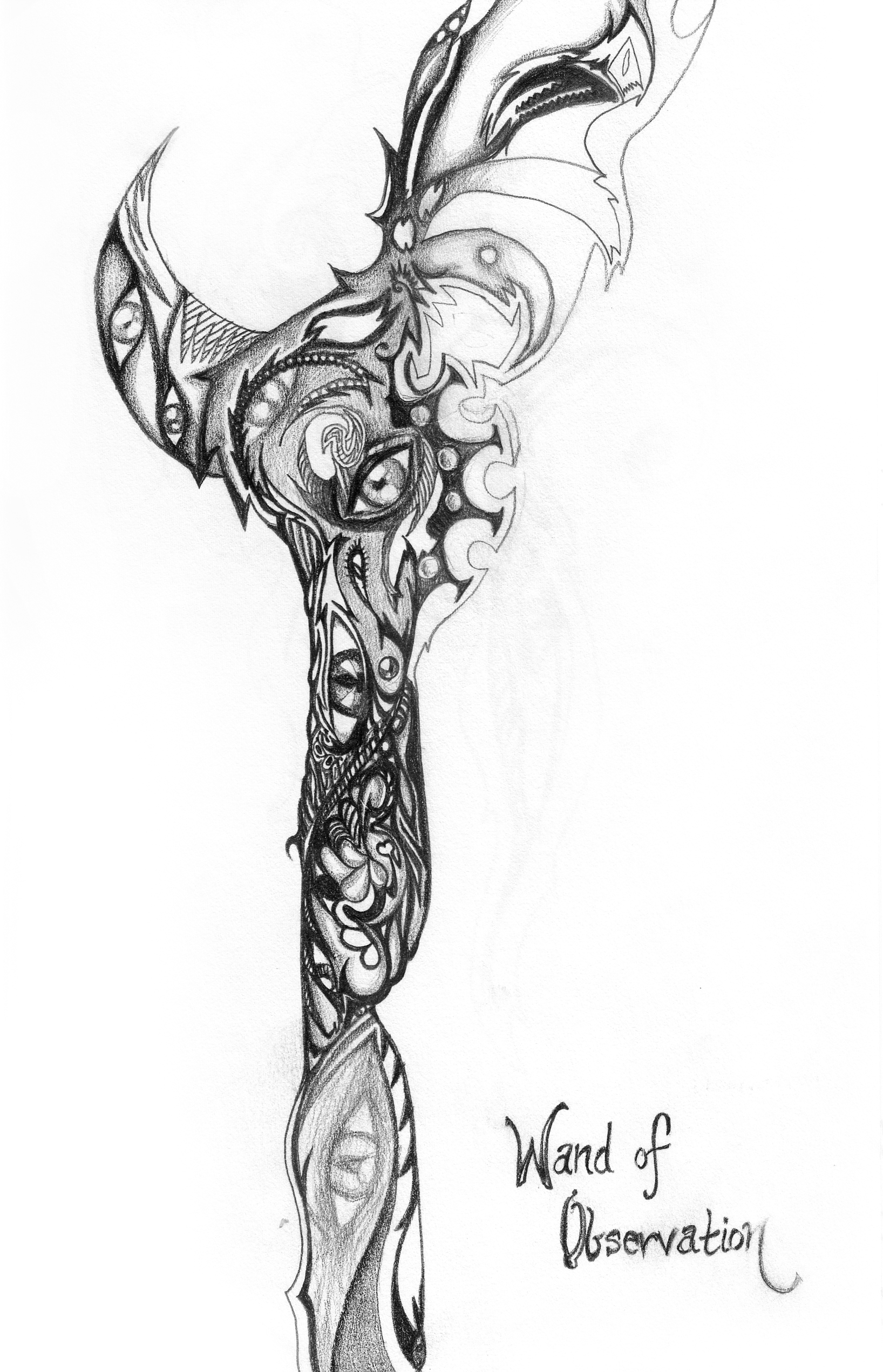 1636x2542 Wand Of Observation Pencil Sketch - Wand Sketch