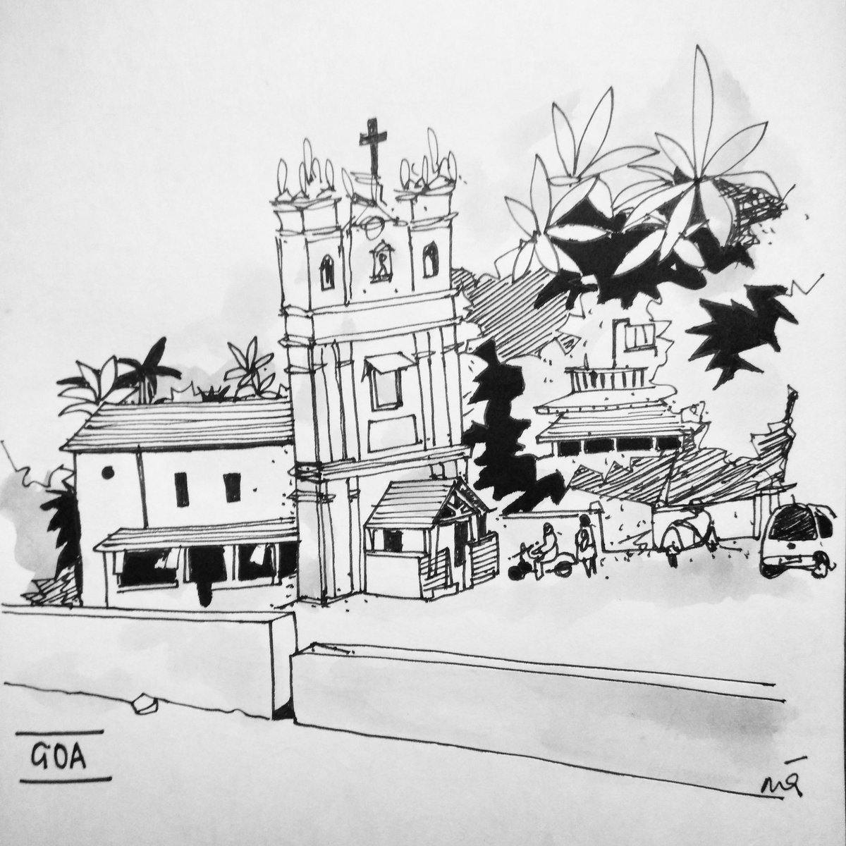 1200x1200 Manish Pimpley On Twitter Church @urbanskpune - Wanderlust Sketch