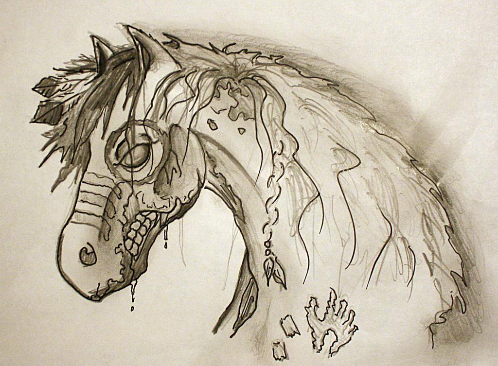 1024x753 Zombie War Horse - War Horse Sketch
