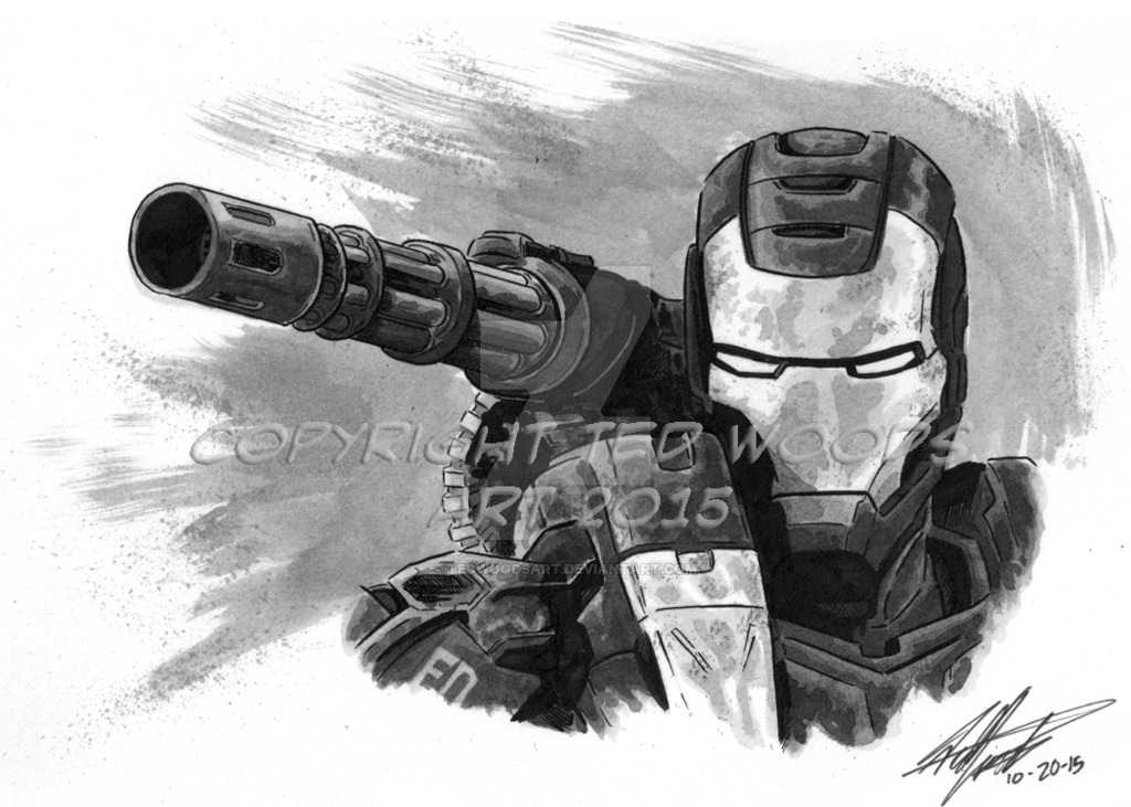 1024x731 Inktober 2015 Day 19 War Machine By Tedwoodsart - War Machine Sketch