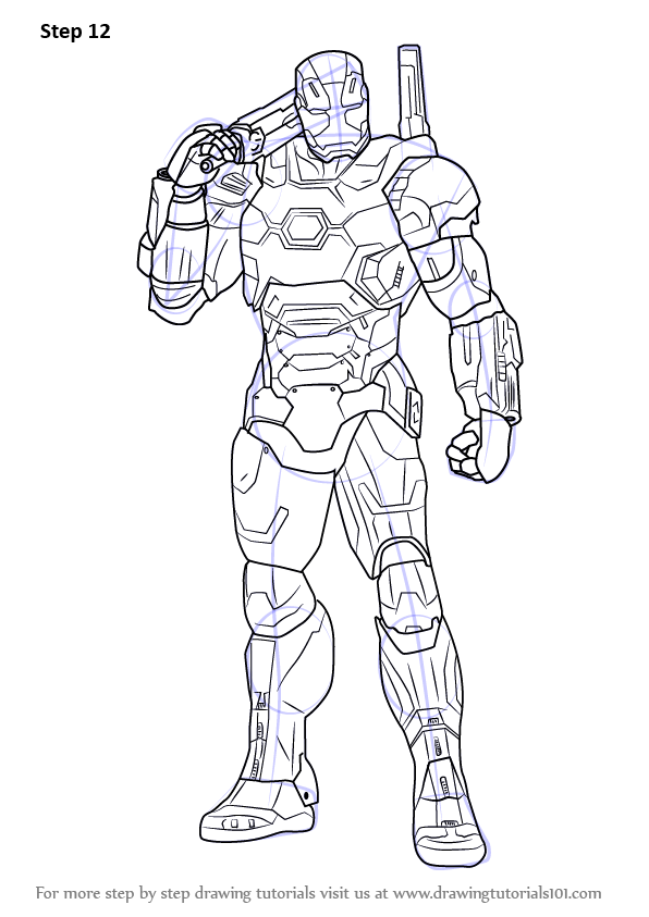596x843 Learn How To Draw War Machine From Captain America Civil War - War Machine Sketch