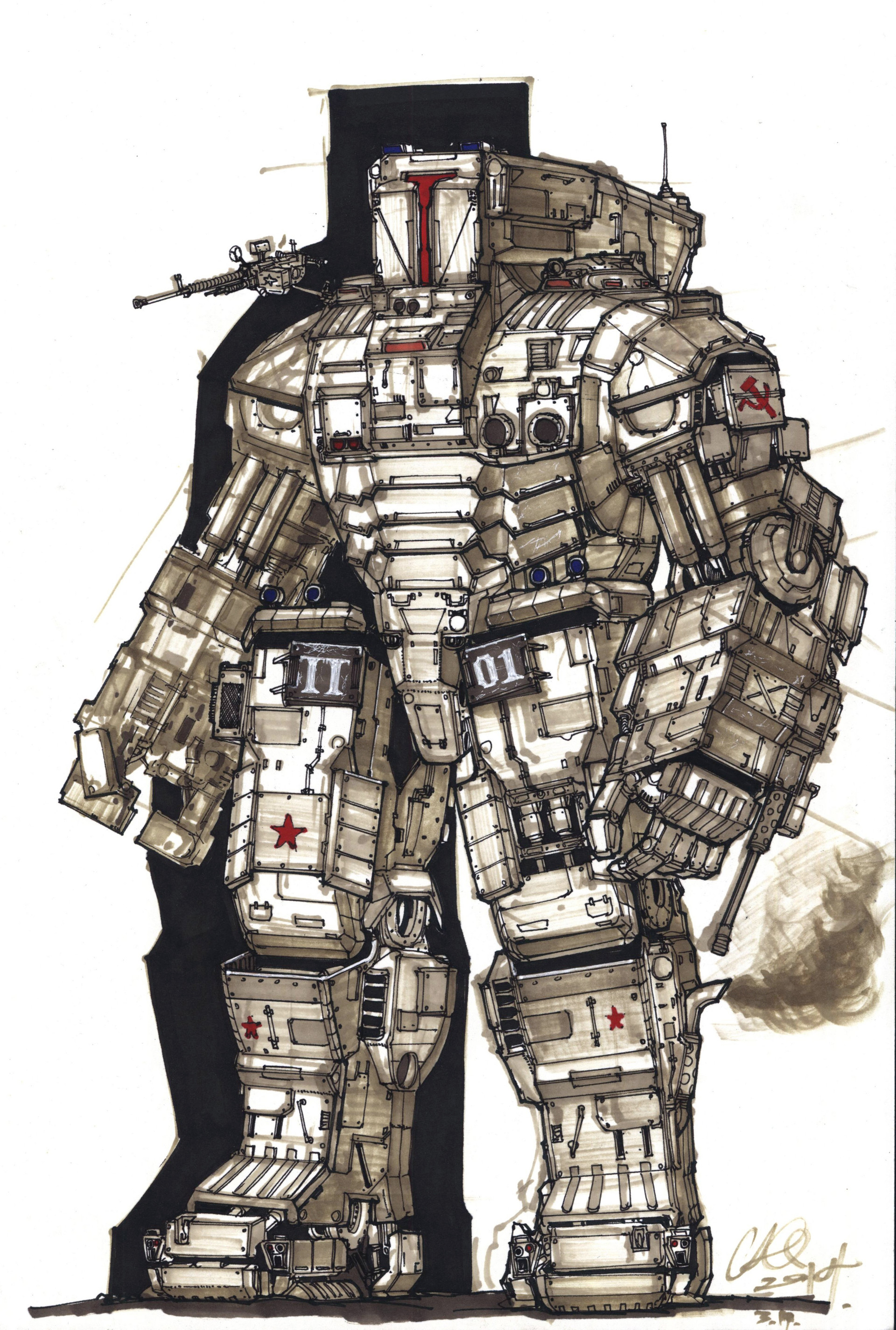 1920x2848 Longque Chen - War Machine Sketch