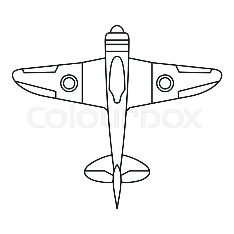 800x800 Military Fighter Plane Icon. Outline Illustration Of Military - War Plane Sketch
